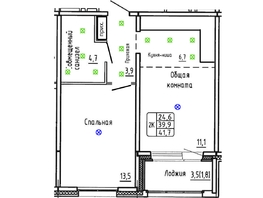 Продается 2-комнатная квартира ЖК Самоцветы, Бирюза дом 3, 41.7  м&sup2;, 7157043 рублей