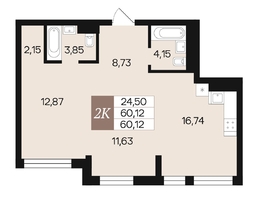 Продается 2-комнатная квартира ЖК Роза ветров, 60.12  м&sup2;, 8421800 рублей