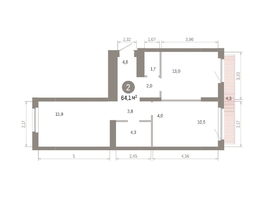 Продается 2-комнатная квартира ЖК Пшеница, 6.1, 64.08  м&sup2;, 9050000 рублей