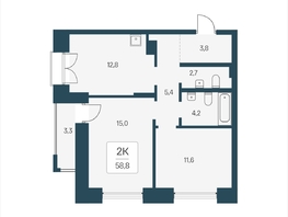 Продается 2-комнатная квартира ЖК Расцветай на Кропоткина, дом 2, 58.8  м&sup2;, 10200000 рублей