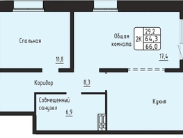 Продается 2-комнатная квартира ЖК Гренландия, Лес дом №6, 66  м&sup2;, 7250000 рублей