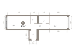 Продается 1-комнатная квартира ЖК Европейский берег, дом 32, 47.86  м&sup2;, 9720000 рублей
