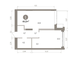 Продается 1-комнатная квартира ЖК Европейский берег, дом 32, 44.77  м&sup2;, 9160000 рублей