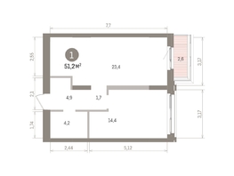 Продается 1-комнатная квартира ЖК Европейский берег, дом 32, 51.82  м&sup2;, 9810000 рублей