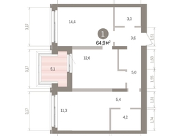 Продается 1-комнатная квартира ЖК Европейский берег, дом 32, 65.65  м&sup2;, 13240000 рублей