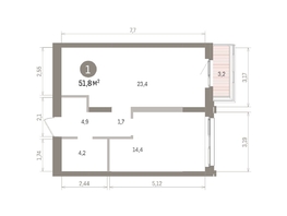 Продается 1-комнатная квартира ЖК Европейский берег, дом 32, 51.83  м&sup2;, 10300000 рублей