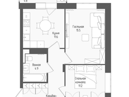 Продается 2-комнатная квартира ЖК Тетрис, корпус 1, 54.8  м&sup2;, 9808900 рублей