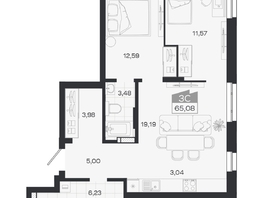 Продается 3-комнатная квартира ЖК Квартал 54, дом 1, 65.08  м&sup2;, 9165000 рублей