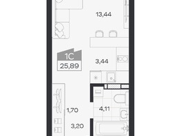 Продается Студия ЖК Квартал 54, дом 1, 25.89  м&sup2;, 4814000 рублей