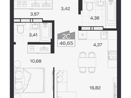 Продается 2-комнатная квартира ЖК Квартал 54, дом 1, 46.65  м&sup2;, 7536000 рублей