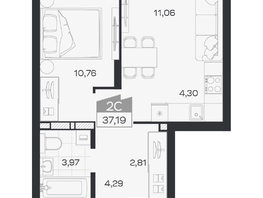 Продается 2-комнатная квартира ЖК Квартал 54, дом 1, 37.19  м&sup2;, 6646000 рублей