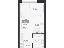 Продается Студия ЖК Квартал 54, дом 1, 25.8  м&sup2;, 4944000 рублей