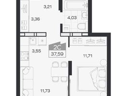 Продается 2-комнатная квартира ЖК Квартал 54, дом 1, 37.59  м&sup2;, 6650000 рублей