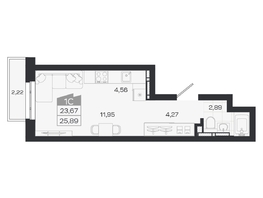 Продается Студия ЖК Квартал 54, дом 1, 23.67  м&sup2;, 4594000 рублей