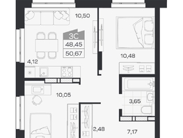 Продается 3-комнатная квартира ЖК Квартал 54, дом 1, 48.45  м&sup2;, 8218000 рублей