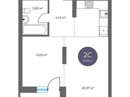 Продается 2-комнатная квартира  Квартал на Российской, дом 2, 41.09  м&sup2;, 8850000 рублей