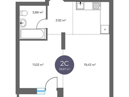 Продается 2-комнатная квартира  Квартал на Российской, дом 3, 39.87  м&sup2;, 8620000 рублей