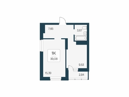 Продается 1-комнатная квартира ЖК Расцветай на Бугринской роще, 39.08  м&sup2;, 5900000 рублей