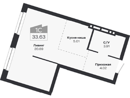 Продается 1-комнатная квартира ЖК Базилик, дом 2, 33.63  м&sup2;, 4920000 рублей