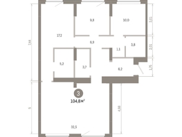 Продается 3-комнатная квартира ЖК Лебедевский квартал, д 1, 104.8  м&sup2;, 13040000 рублей