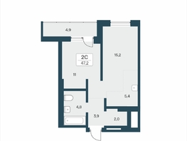 Продается 2-комнатная квартира ЖК Расцветай на Учительской, 47.2  м&sup2;, 7150000 рублей