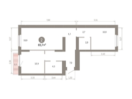 Продается 2-комнатная квартира ЖК Пшеница, 6.1, 65.65  м&sup2;, 9680000 рублей