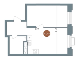Продается 1-комнатная квартира  19/56 Кварталы Телецентра, 2, 42.8  м&sup2;, 7690000 рублей
