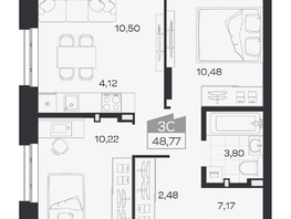 Продается 3-комнатная квартира ЖК Квартал 54, дом 1, 48.77  м&sup2;, 7807000 рублей