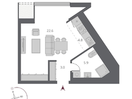 Продается Студия ЖК Беринг, дом 2, 34  м&sup2;, 7500000 рублей