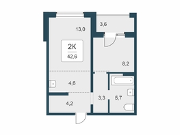 Продается 2-комнатная квартира ЖК Цветной бульвар, дом 4 сек 1, 42.6  м&sup2;, 6810000 рублей