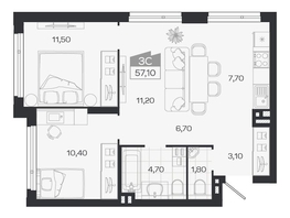 Продается 3-комнатная квартира ЖК Ясный берег, дом 33, 57.1  м&sup2;, 8532000 рублей
