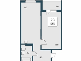 Продается 2-комнатная квартира ЖК Эко-квартал на Кедровой, д 3 сек 1, 53.8  м&sup2;, 7790000 рублей