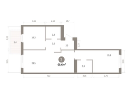 Продается 2-комнатная квартира ЖК Пшеница, дом 5.2, 68.61  м&sup2;, 9540000 рублей