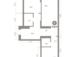Продается 2-комнатная квартира ЖК Лебедевский квартал, д 1, 70.98  м&sup2;, 10140000 рублей
