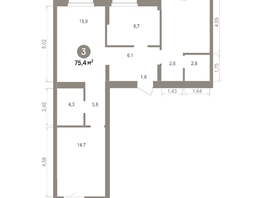 Продается 3-комнатная квартира ЖК Лебедевский квартал, д 1, 75.4  м&sup2;, 11350000 рублей