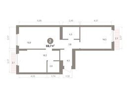 Продается 2-комнатная квартира ЖК Лебедевский квартал, д 1, 68.7  м&sup2;, 10950000 рублей