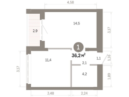 Продается 1-комнатная квартира  Квартал Молодость, дом 1, 36.21  м&sup2;, 5680000 рублей