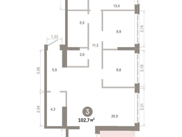 Продается 3-комнатная квартира  Квартал Молодость, дом 1, 102.72  м&sup2;, 15190000 рублей