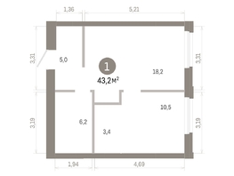 Продается 1-комнатная квартира ЖК Город на озере, 43.23  м&sup2;, 10570000 рублей