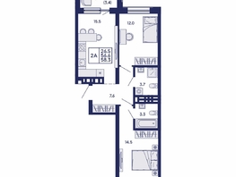 Продается 2-комнатная квартира ЖК Сила леса, корп 1, 58.3  м&sup2;, 8500000 рублей