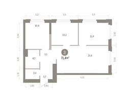 Продается 3-комнатная квартира ЖК Город на озере, 71.33  м&sup2;, 15280000 рублей