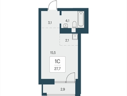 Продается Студия ЖК Расцветай на Кропоткина, дом 2, 27.7  м&sup2;, 6010000 рублей