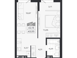 Продается 2-комнатная квартира ЖК Ясный берег, дом 20, 43.92  м&sup2;, 8012000 рублей