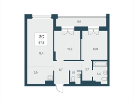 Продается 3-комнатная квартира ЖК Расцветай на Кропоткина, дом 2, 67.8  м&sup2;, 10260000 рублей