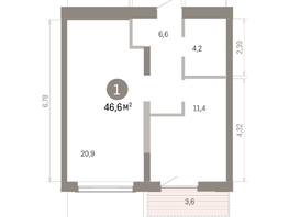 Продается 1-комнатная квартира ЖК Европейский берег, дом 46, 46.56  м&sup2;, 8760000 рублей