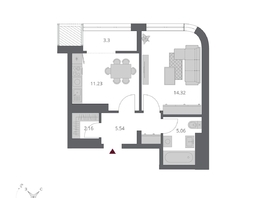 Продается 1-комнатная квартира ЖК Беринг, дом 3, 42.61  м&sup2;, 8770000 рублей
