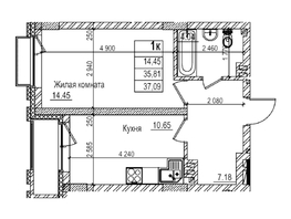 Продается 1-комнатная квартира ЖК Чернышевский, корп 3.3, 35.8  м&sup2;, 6950000 рублей