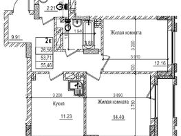 Продается 2-комнатная квартира ЖК Чернышевский, корп 3.3, 53.7  м&sup2;, 10700000 рублей