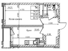 Продается 1-комнатная квартира ЖК Чернышевский, корп 3.3, 35.4  м&sup2;, 7180000 рублей
