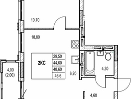 Продается 2-комнатная квартира ЖК Автограф, 44.6  м&sup2;, 7500000 рублей